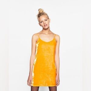 Yellow Velvet Mini Dress